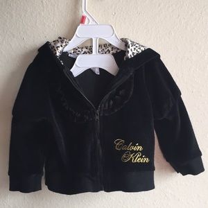 Kids Calvin Klein Hooded Long Sleeve Sweater.